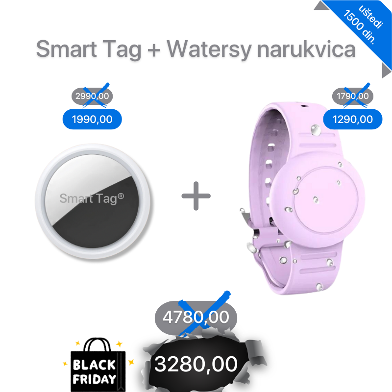 Smart Tag<sup>®</sup>2.0 Lokator + Vodootporna silikonska narukvica Watersy