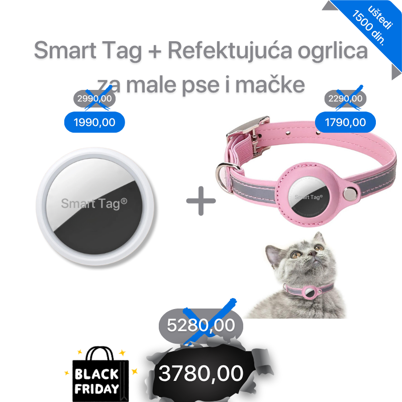 Smart Tag<sup>®</sup>2.0 Lokator + Reflektujuća ogrlica za male pse i mačke