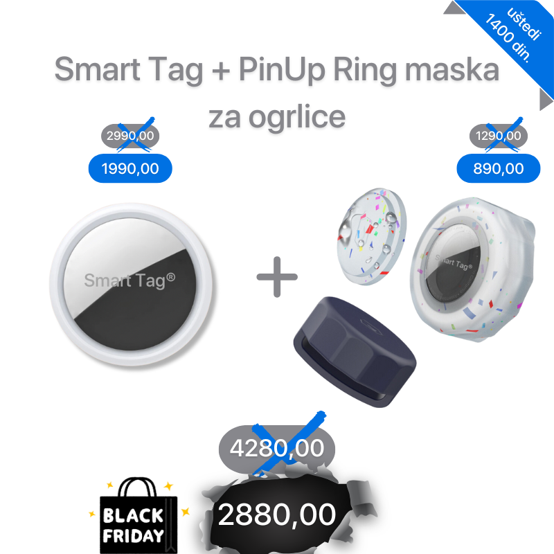 Smart Tag<sup>®</sup>2.0 Lokator + Vodootporna silikonska maska za ogrlice PinUp Ring